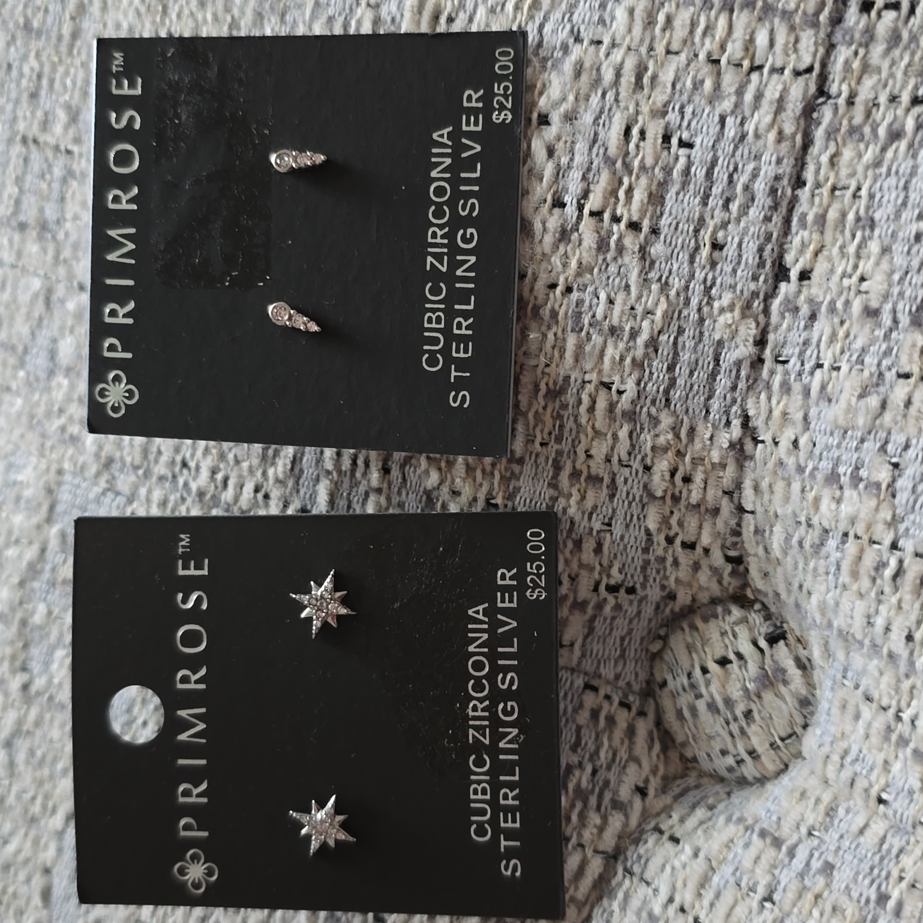 Primrose Brand Cubic Zirconia Sterling Silver Dainty Post Earrings Bundle 25$